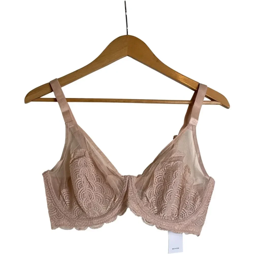 HSIA Mermaid Scales Lace Underwire Bra NWT Blush 36D Minimizer